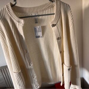 Ivory Button-Up Women Sweater